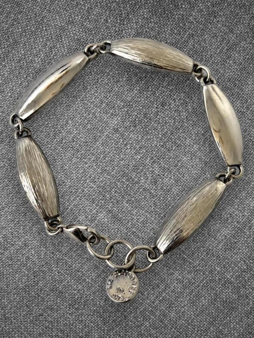 Liz Claiborne Silver Tone Textured Oval Link Bracelet